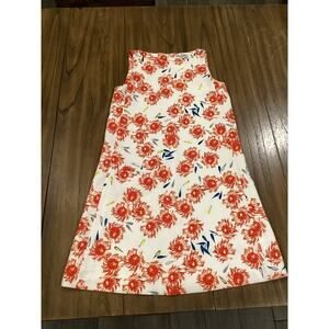 Opening Ceremony Floral Shift Dress  Lined Sleeveless BacK Zip  White Red XS